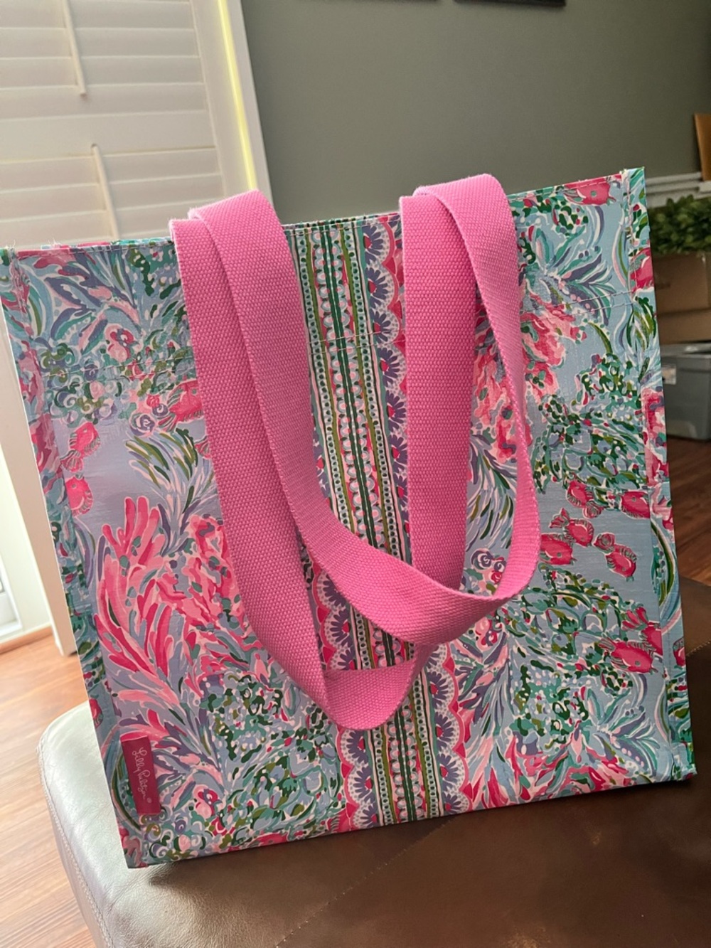 Lilly Pulitzer Best Fishes pattern Pink and blue Market Tote